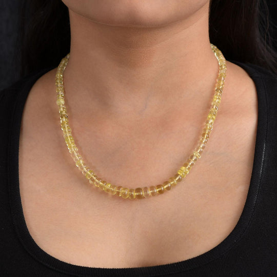Lemon Quarz Halskette, ca. 45 cm, 925 Silber ca. 120.00 ct