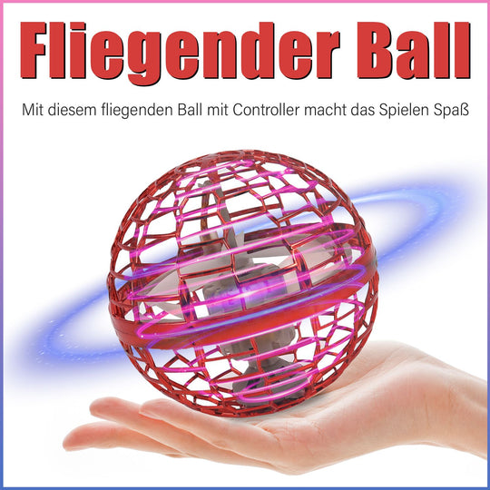 Fliegender Ball mit LEDs und Fernsteuerung, 9x9cm, rosa