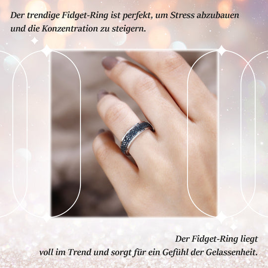Blauer Diamant Spinning Ring 925 Silber platiniert (Größe 16.00) ca. 1,00 ct