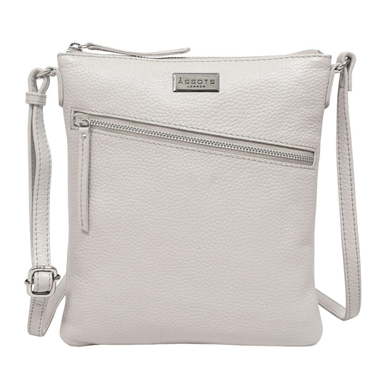 Assots London: Crossbody Tasche aus 100% echtem Leder, 23x21 cm, Ivory