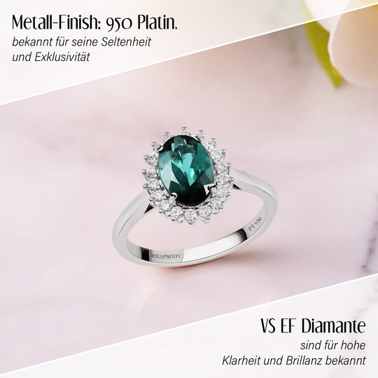 Rhapsody AAAA Indicolith und weißer Diamant-Ring, VS E-F, 950 Platin ca. 1.55 ct