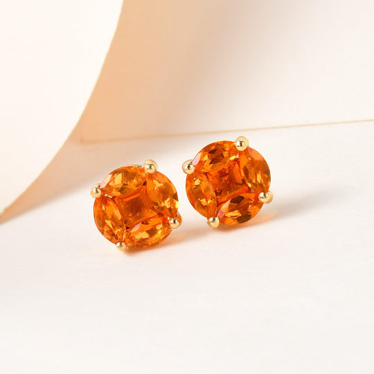 Salamanca Feueropal Ohrringe, 925 Silber vergoldet ca. 0.94 ct