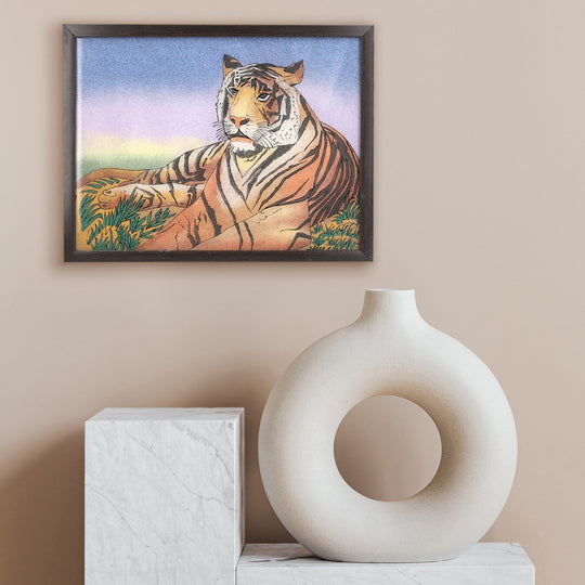 Handgefertigte Edelstein Tiger-Malerei 32x24cm, Tiger