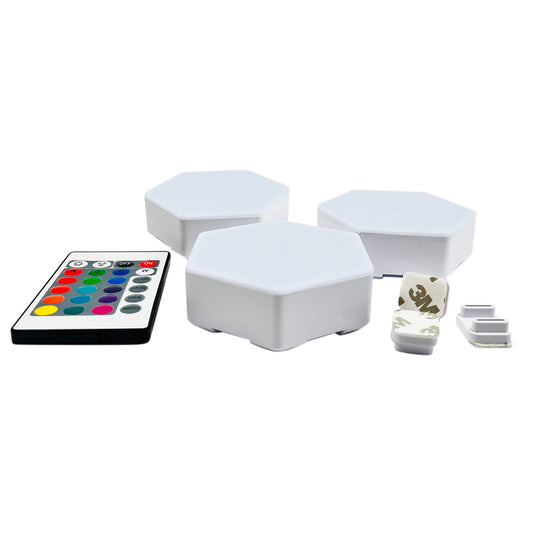 3er Set - Sechseckige Designer LED-Stimmungslicht mit Fernbedienung