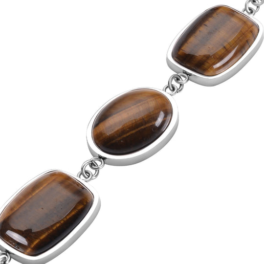 Gelbes Tigerauge-Armband, ca. 19 cm, Edelstahl ca. 80.00 ct
