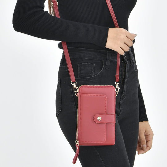 Crossbody Bag mit RFID Schutz, Größe 18,5x11x5cm, Magenta