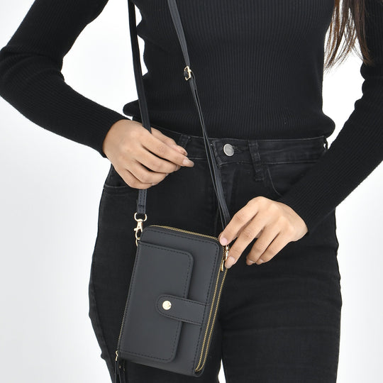 Crossbody Bag mit RFID Schutz, Größe 18,5x11x5cm, schwarz