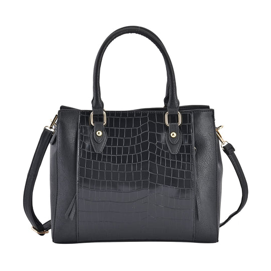 Crossbody-Tasche mit Kroko-Prägung, Größe 33x27x10 cm, grau