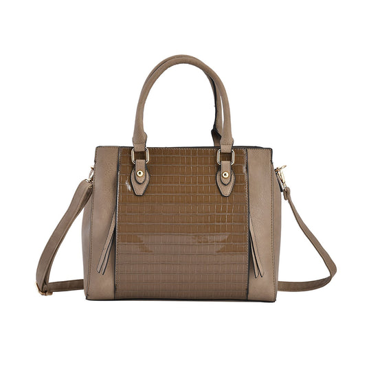 Crossbody-Tasche mit Kroko-Prägung, Größe 33x27x10 cm, grau
