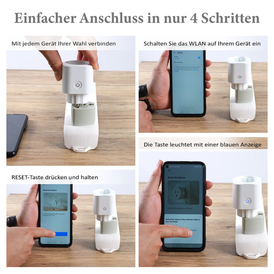 EU-Standard Smart Plug zum Überwachen des Stromverbrauchs per App, 5x5x8.7cm