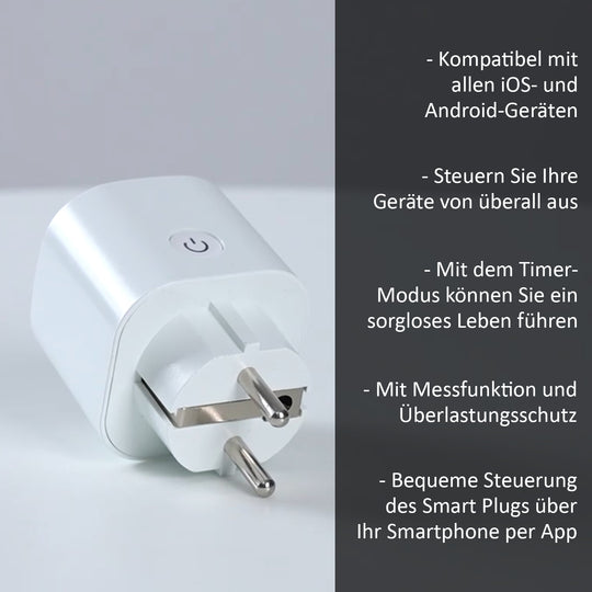 EU-Standard Smart Plug zum Überwachen des Stromverbrauchs per App, 5x5x8.7cm