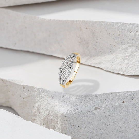 Weißer Diamant Ring, 925 Silber Gelbgold Vermeil (Größe 18.00) ca. 0.33 ct