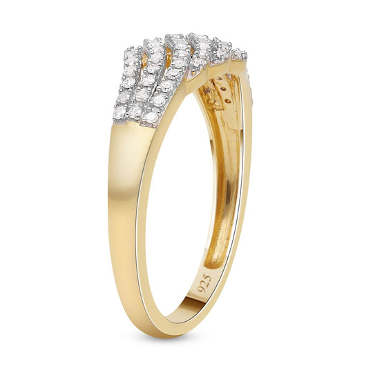 Weißer Diamant Ring, 925 Silber Gelbgold Vermeil (Größe 18.00) ca. 0.33 ct