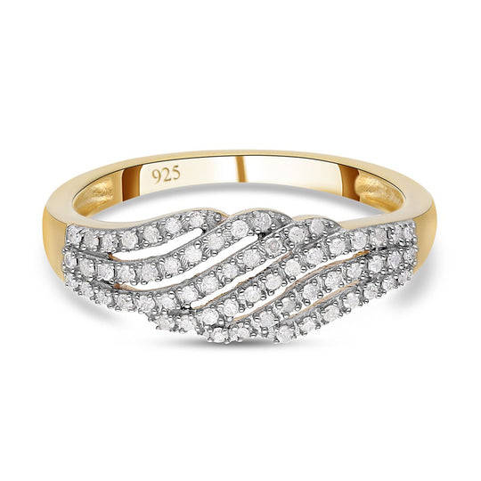 Weißer Diamant Ring, 925 Silber Gelbgold Vermeil (Größe 18.00) ca. 0.33 ct