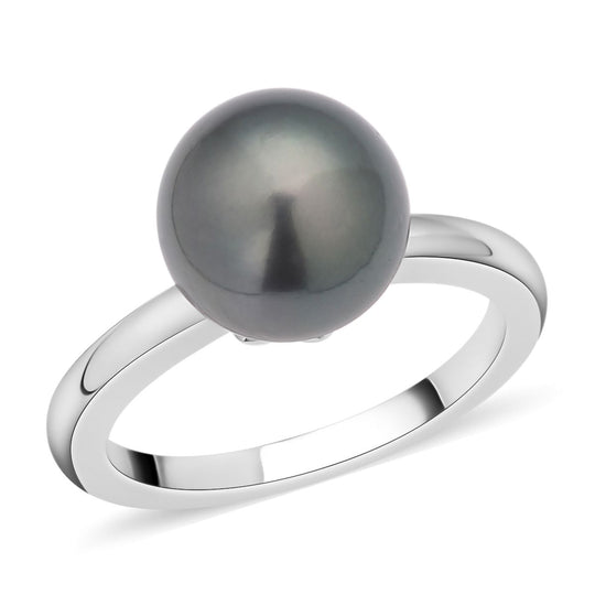 Tahiti Perle Ring, 10-11mm, 925 Silber rhodiniert