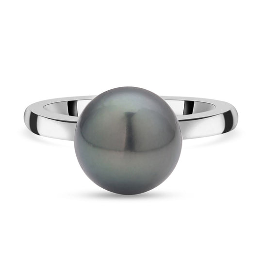 Tahiti Perle Ring, 10-11mm, 925 Silber rhodiniert