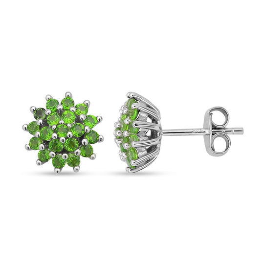 Natürliche Chromdiopsid-Ohrringe, 925 Silber rhodiniert ca. 1,03 ct