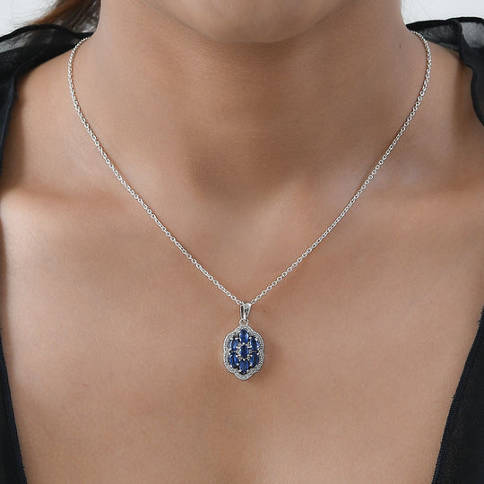 Kaschmir Kyanit-Anhänger, 925 Silber platiniert ca. 2,64 ct