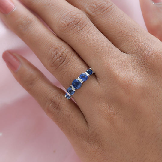 Kaschmir Kyanit Ring, 925 Silber platiniert (Größe 20.00) ca. 1.76 ct