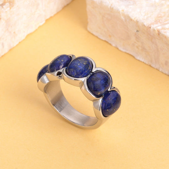 Lapislazuli-Ring, reiner Edelstahl ca. 5.00 ct