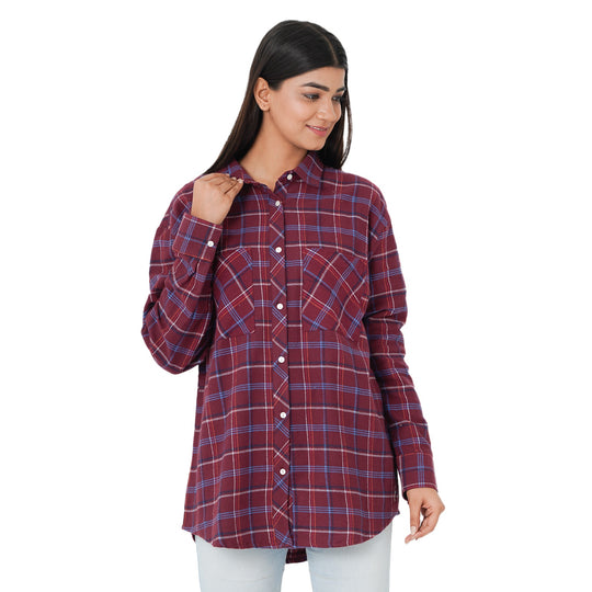 TAMSY - Damen, gewebte Hemdbluse, Größe 38, Rot