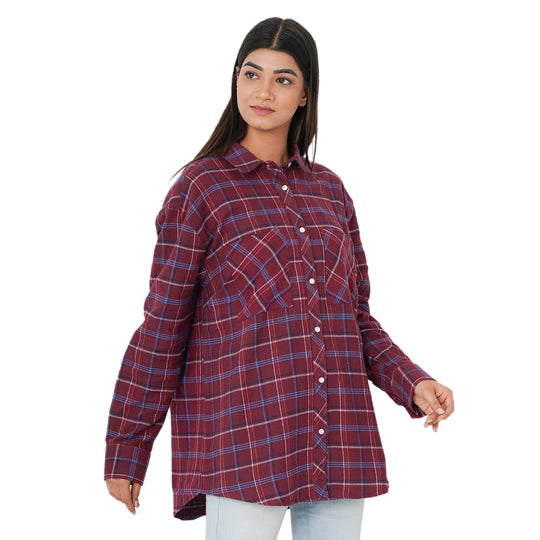 TAMSY - Damen, gewebte Hemdbluse, Größe 38, Rot