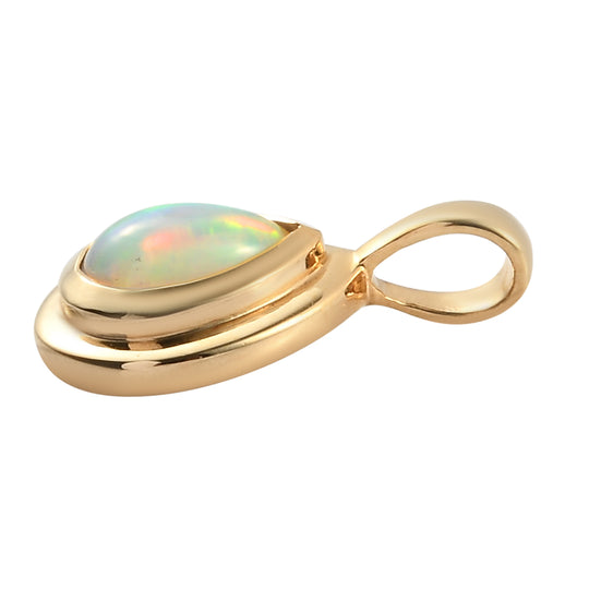 Natürlicher äthiopischer Welo Opal Anhänger, 925 Silber vergoldet, ca. 0.86 ct