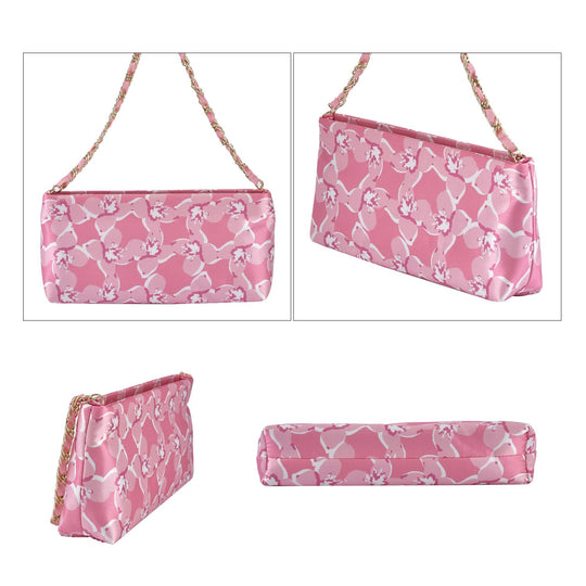 Luxury Edition: Seidenbrokat Handtasche mit Satin Geschenbox, RFID, Rosa
