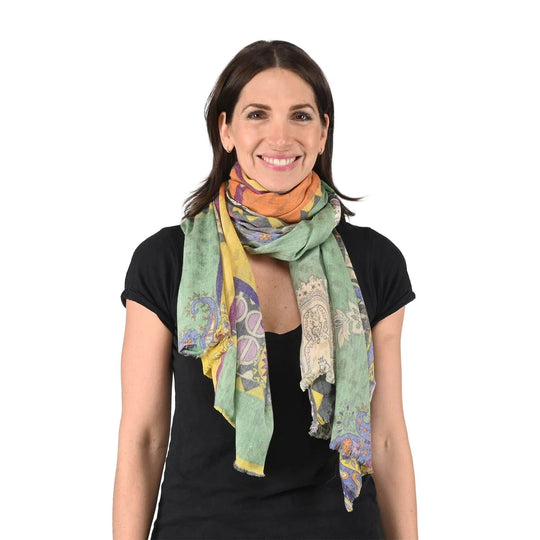 TAMSY Schal aus 100% Kaschmirwolle, Zebramuster, 71x198cm, Schwarz und beige