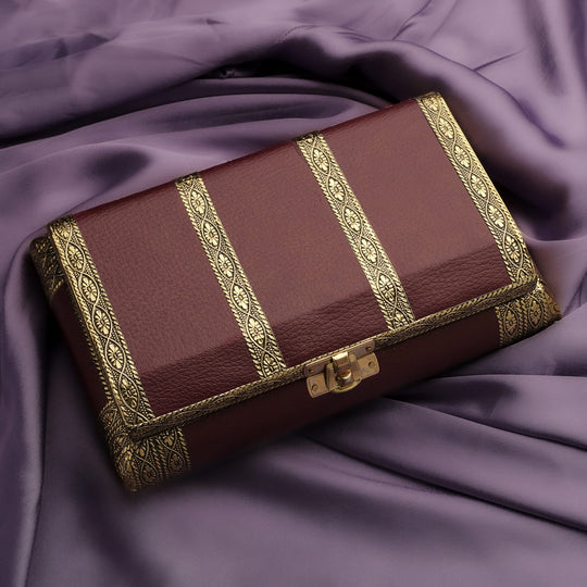 Vintage-Design Schmuckschatulle, 19x12.7x5.8 cm, Burgund