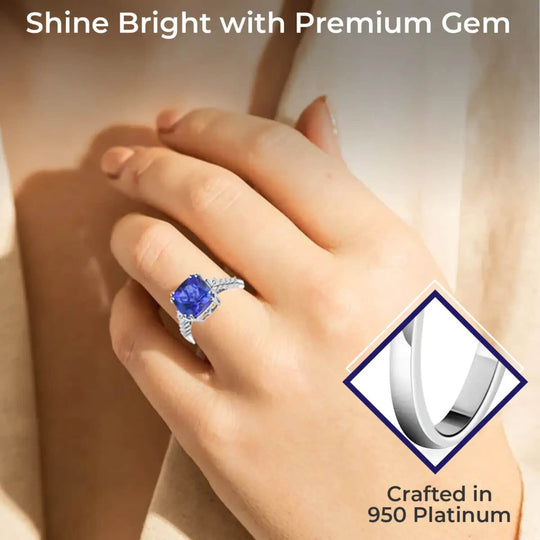 Rhapsody AAAA Tansanit, Weißer Diamant AGI zertifiziert Ring 950 Platin (Größe 16.50) ca. 4.00 ct