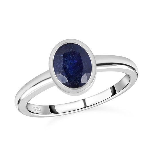 Masoala Saphir (Fissure gefüllt) Ring, 925 Silber platiniert (Größe 18.00) ca. 1.92 ct