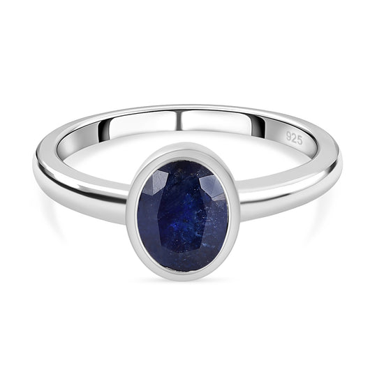 Masoala Saphir (Fissure gefüllt) Ring, 925 Silber platiniert (Größe 18.00) ca. 1.92 ct