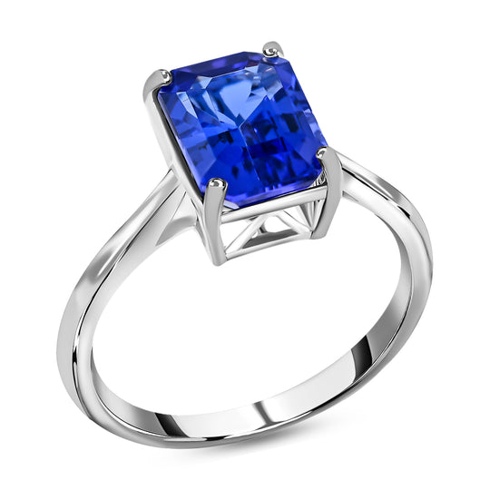 Rhapsody AAAA Tansanit, Weißer Diamant AGI zertifiziert Ring 950 Platin (Größe 18.00) (10-16 Werktage Lieferzeit) ca. 2.70 ct