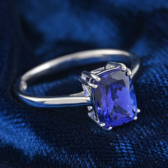 Rhapsody AAAA Tansanit. Weißer Diamant Ring. zertifiziert und geprüft. 950 Platin (Größe 19.00) (6-11 Werktage Lieferzeit) ca. 2,50 ct