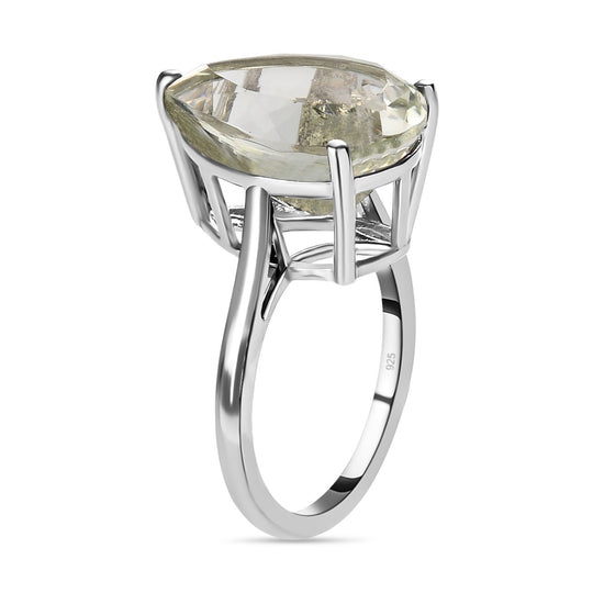 Prasiolith Ring, 925 Silber platiniert ca. 7.49 ct