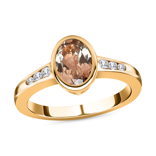 AAA Turkizit und weißer Zirkon Ring, 925 Silber Gelbgold Vermeil (Größe 20.00) ca. 1.67 ct