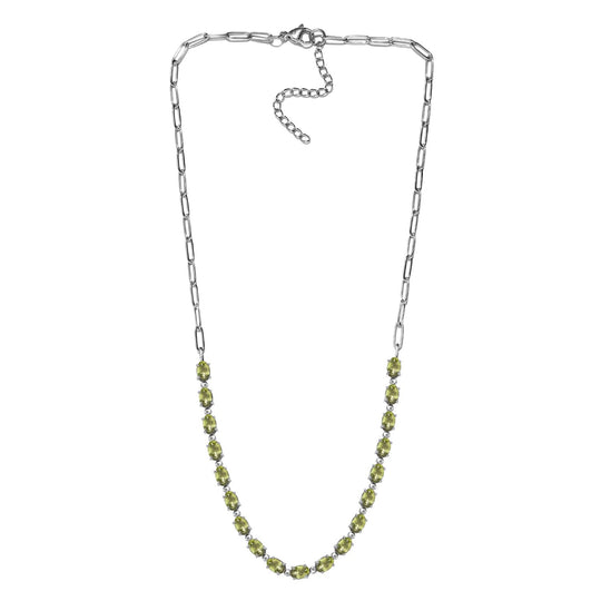 Natürliche Peridot Halskette, ca. 45 cm, Edelstahl, ca. 8.43 ct