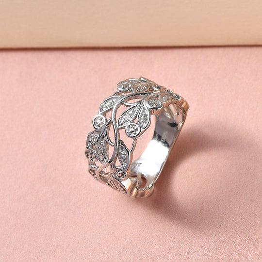 Weißer Diamant-Ring, 925 Silber platiniert, (Größe 17.00)