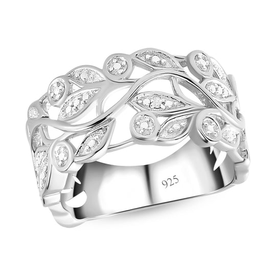 Weißer Diamant-Ring, 925 Silber platiniert, (Größe 17.00)