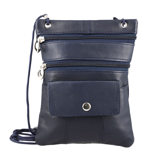 100% Echtleder Crossbody-Tasche, 15.25x19.05 cm, schwarz