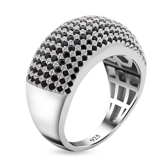 Schwarzer Spinell Ring, 925 Silber rhodiniert (Größe 19.00) ca. 0,37 ct