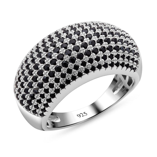 Schwarzer Spinell Ring, 925 Silber rhodiniert (Größe 19.00) ca. 0,37 ct