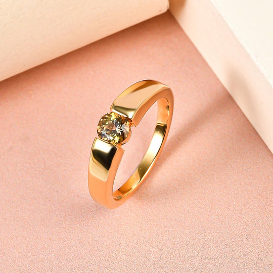 AA Natürlicher goldener Tansanit Ring, 925 Silber Gelbgold Vermeil (Größe 20.00) ca. 0.50 ct