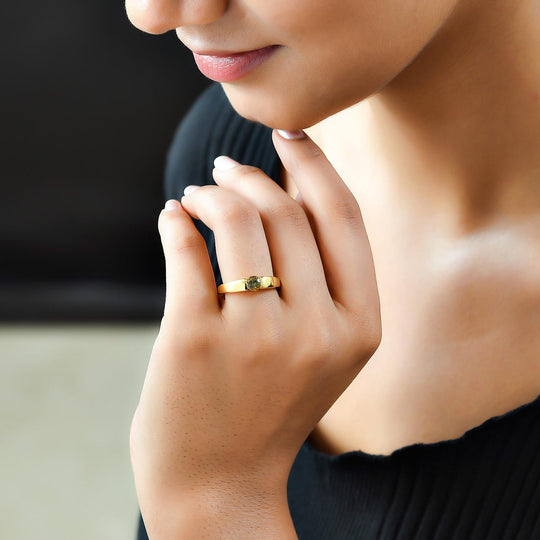 AA Natürlicher goldener Tansanit Ring, 925 Silber Gelbgold Vermeil (Größe 20.00) ca. 0.50 ct