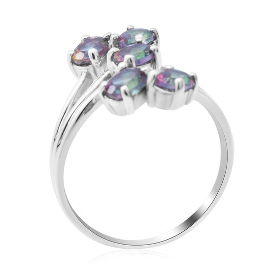 Nordlicht Mystik-Topas Ring, 925 Silber platiniert ca. 2.40 ct