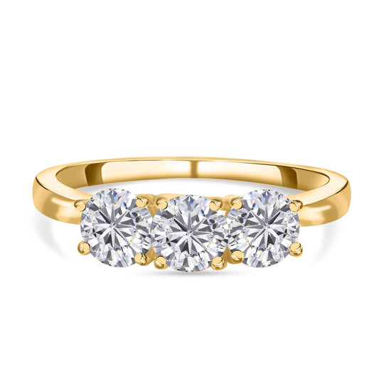 Moissanit-Ring, 925 Silber Gelbgold Vermeil (Größe 18.00) ca. 1,28 ct