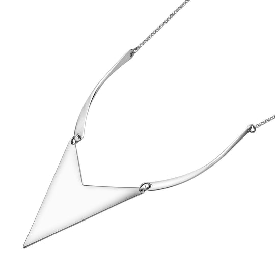 Chevron Form Weißes Kristall Halskette, ca. 50 cm, silberfarben