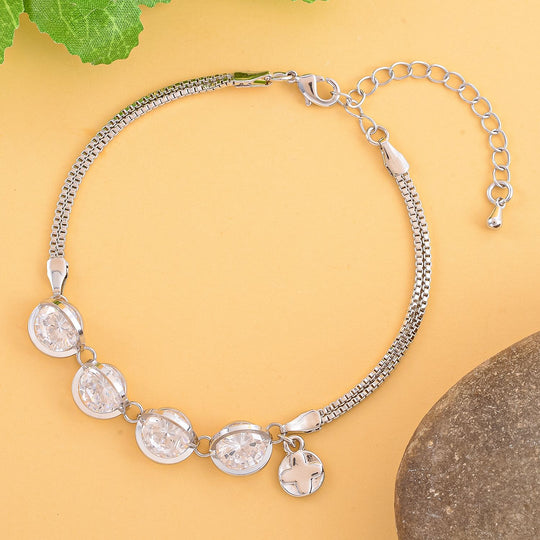 Weißes Zirkonia Armband ca. 17.5+5 cm Reines Messing ca. 5.00 ct