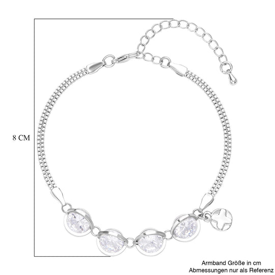 Weißes Zirkonia Armband ca. 17.5+5 cm Reines Messing ca. 5.00 ct